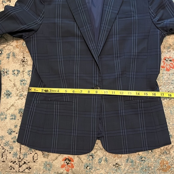 Banana Republic Washable Wool Blazer Navy Plaid Size 4 - Picture 9 of 16